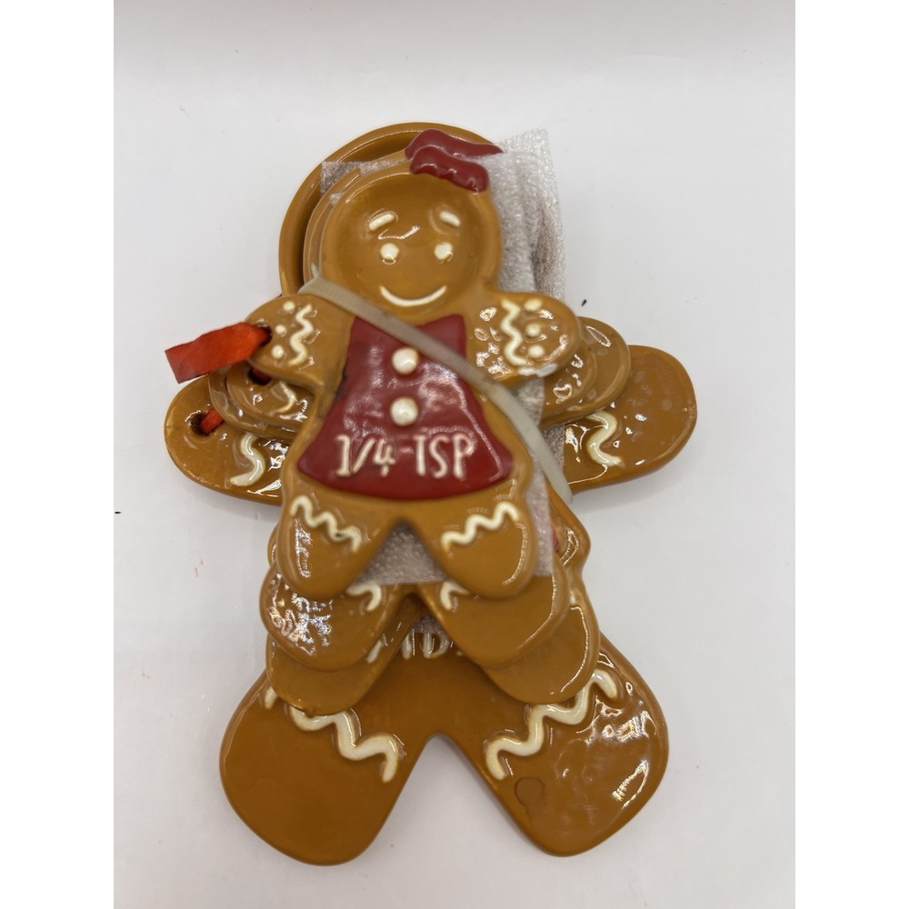 Gingerbread Measuring Spoons Holiday Time Nesting Set Of 4 Earthenware